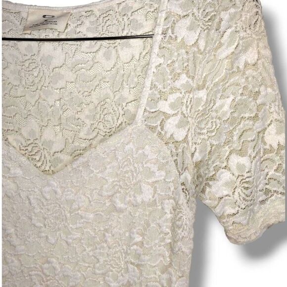 Pins & Needles Womens Dress Sz Medium Off White Stretchy Lace VNeck Formal - Picture 4 of 15
